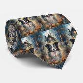 Halloween Border Collie met pomkins Scary Stropdas (Opgerold)