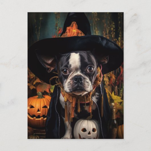 Halloween Boston Terrier Briefkaart (Voorkant)