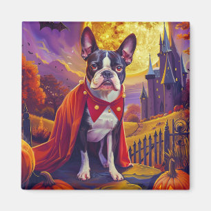 Halloween Boston Terrier Hond Pompoenen Griezelen Magneet