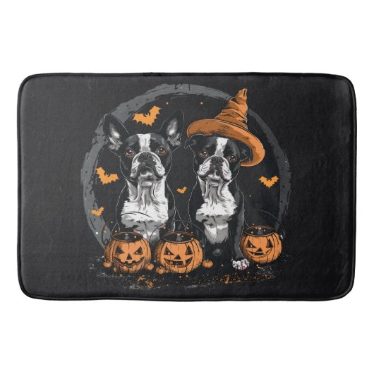 Halloween Boston Terrier Honden Badmat (Voorkant)
