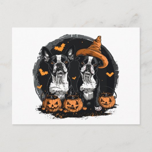 Halloween Boston Terrier Honden Briefkaart (Voorkant)