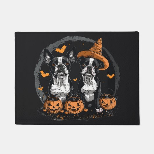 Halloween Boston Terrier Honden Deurmat (Voorkant)