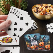 Halloween Boston Terrier met pomkins Scary Pokerkaarten (Insitu)