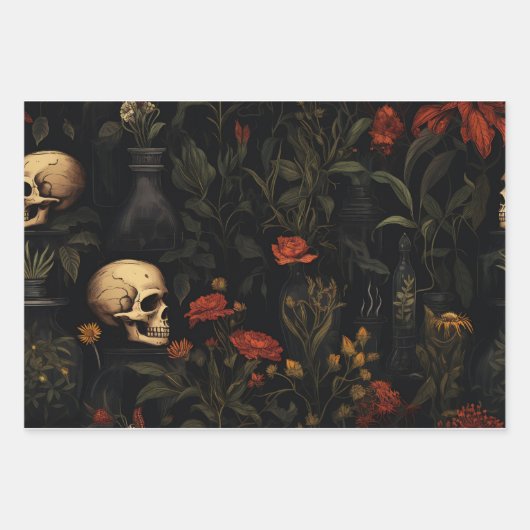 Halloween Botanisch patroon Inpakpapier Vel (Voorkant)