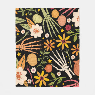Halloween botten, bloemennaadloos patroon. fleece deken