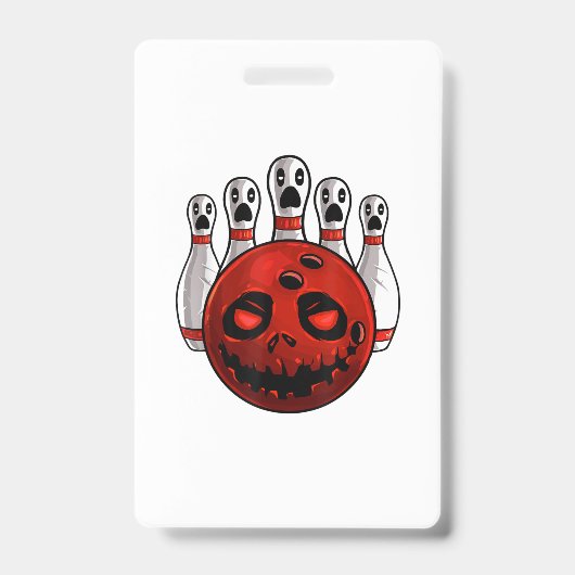 Halloween Bowling Bowler Bowlingween Pun T-Shirt Badge (Voorzijde)