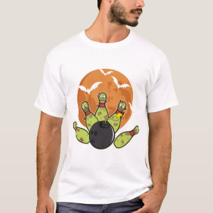 Halloween Bowling Zombie Spelden Vleermuizen Bowle T-shirt