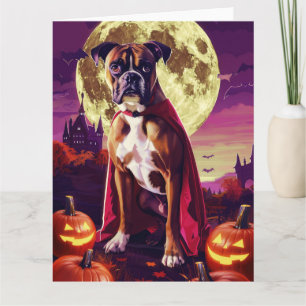 Halloween Boxer Dog Vampire Pumpkins eng Kaart