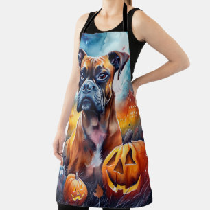 Halloween Boxer met pompoenen eng Schort
