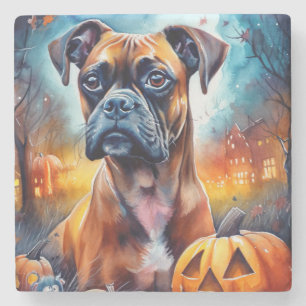 Halloween Boxer met pompoenen eng Stenen Onderzetter