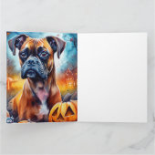 Halloween Boxer Met Pompoenen Griezelen Kaart (Binnen)