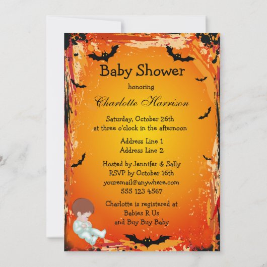 Halloween Boy Baby shower Funny Giraffe Kaart (Achterkant)