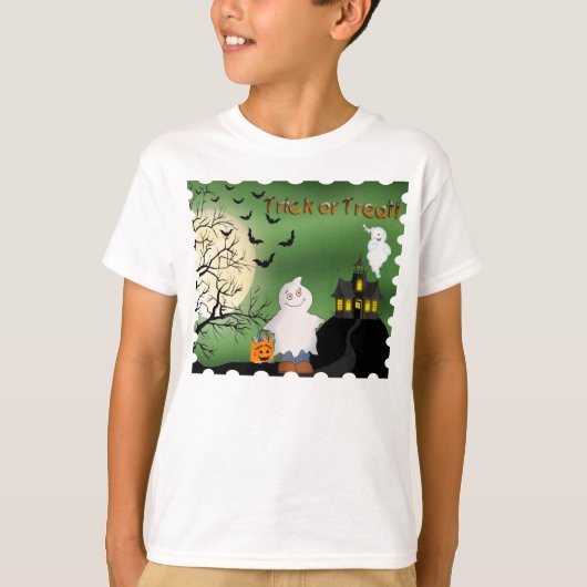 Halloween Boy Ghost Kind Ringer T-Shirt (Voorkant)