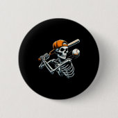 Halloween Boys Batting Skeleton Baseball Ronde Button 5,7 Cm (Voorkant)