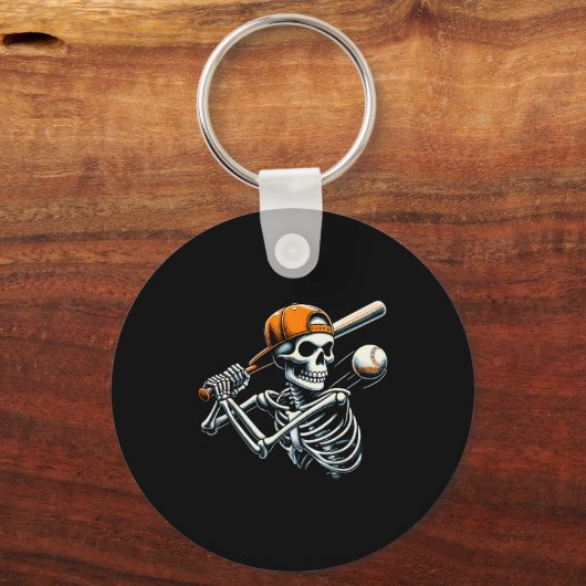 Halloween Boys Batting Skeleton Baseball Sleutelhanger (Voorkant)