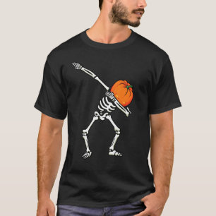Halloween Boys Dabbing Skeleton Jackolantern Pumpk T-shirt