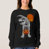 Halloween Boys Dinosaur Skeleton Rex Scary Pumpkin Trui (Voorkant)