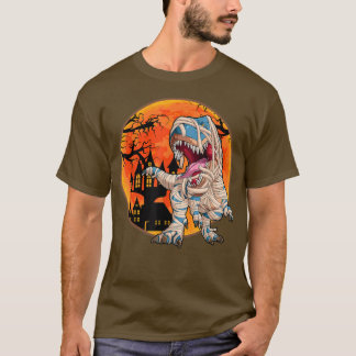 Halloween Boys Dinosaur Skeleton T rex Scary Pumpk T-shirt