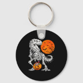 Halloween Boys Dinosaur Skeleton T Rex Y Pumpkin M Sleutelhanger (Voorkant)