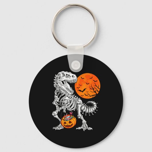 Halloween Boys Dinosaur Skeleton T Rex Y Pumpkin M Sleutelhanger (Voorkant)