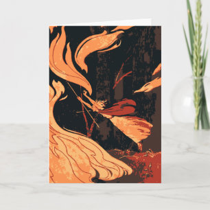 Halloween, boze heks with Fire in Forest Kaart