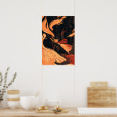 Halloween, boze heks with Fire in Forest Poster (Keuken)