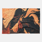 Halloween, boze heks with Fire in Forest Theedoek (Horizontaal)