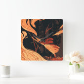 Halloween, boze heks with Fire in Forest Vierkante Klok (Huis)