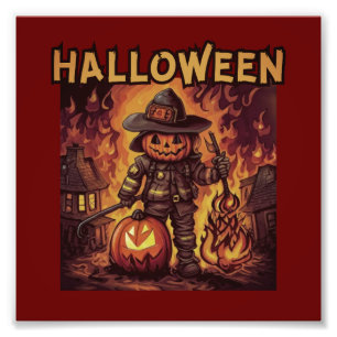 Halloween, brandweerman, trick or treat? foto afdruk