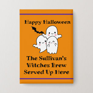 Halloween Brew Personaliseer Ghost Bat Sinaasappel Button