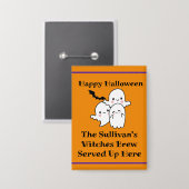 Halloween Brew Personaliseer Ghost Bat Sinaasappel Button (Voorkant / Achterkant)