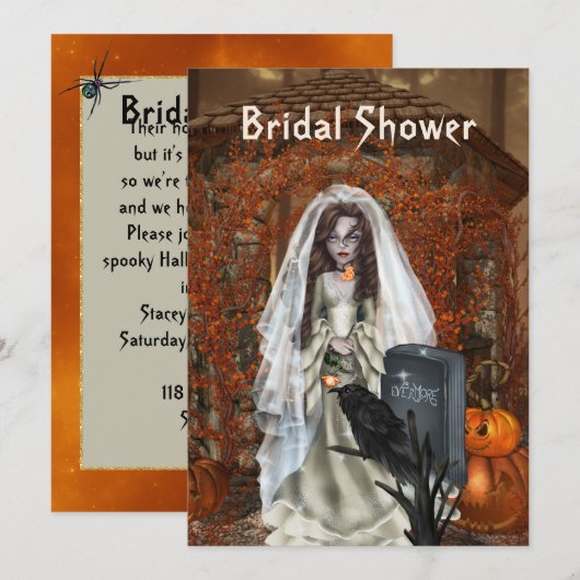Halloween Bridal Shower Invitation Kaart (Voorkant / Achterkant)
