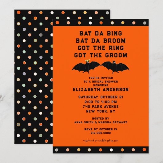 Halloween Bridal Shower Invitation Kaart (Voorkant / Achterkant)