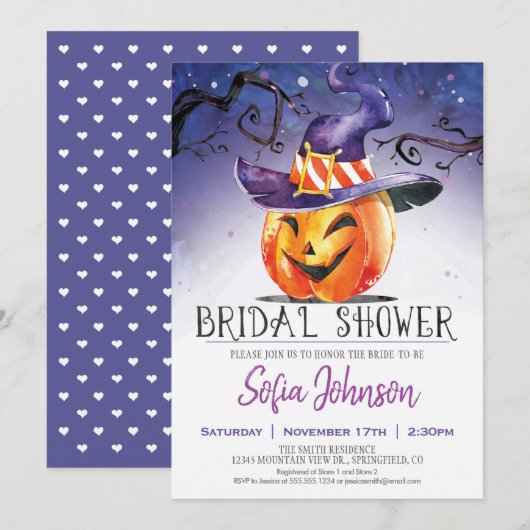 Halloween Bridal Shower Invitation Kaart (Voorkant / Achterkant)