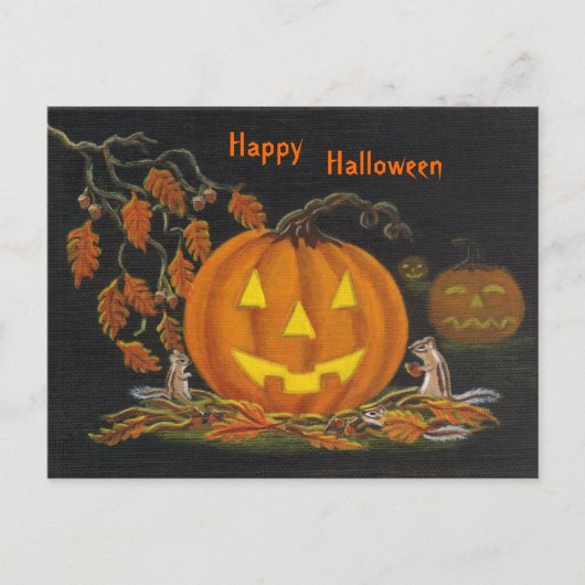 Halloween, briefkaart, chipmunk, Jack-o-Lantern Briefkaart (Voorkant)