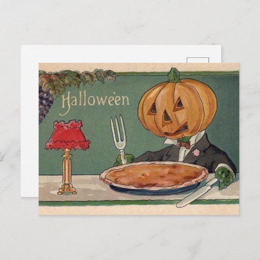 Halloween Briefkaart met pompoen (Voorkant / Achterkant)