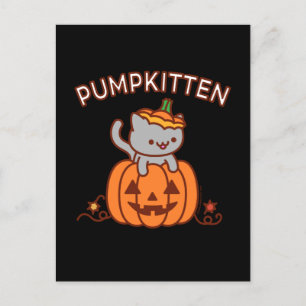 Halloween Briefkaart: PUMPKITTEN Cat Aankondigingskaart