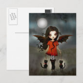 Halloween Briefkaart Schattige Little Vampire (Voorkant / Achterkant)