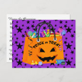 Halloween Briefkaart Trick or treat uitnodiging (Voorkant / Achterkant)