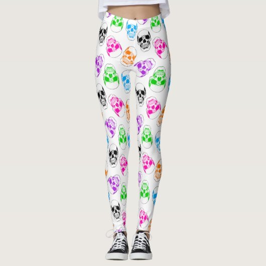Halloween brillant Colorful Skull Leggings (Devant)