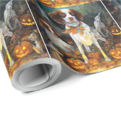Halloween Brittany Spaniel met pompoenen eng Cadeaupapier (Rol Hoek)