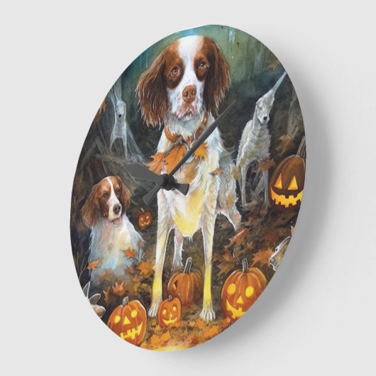 Halloween Brittany Spaniel met pompoenen eng Grote Klok (Hoek)