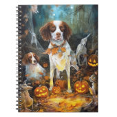 Halloween Brittany Spaniel met pompoenen eng Notitieboek (Voorkant)