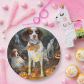 Halloween Brittany Spaniel met pompoenen eng Papieren Bordje (Feest)