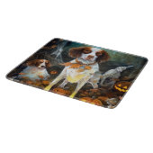 Halloween Brittany Spaniel met pompoenen eng Snijplank (Hoek)
