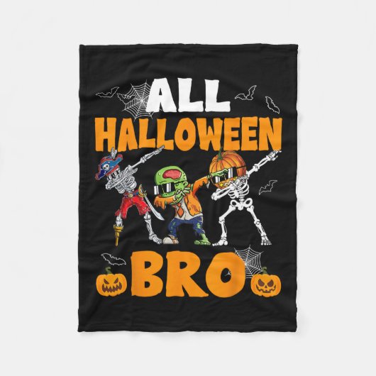 Halloween Bro Dabbing Skeleton Jack O Lantern Boys Fleece Deken (Voorkant)