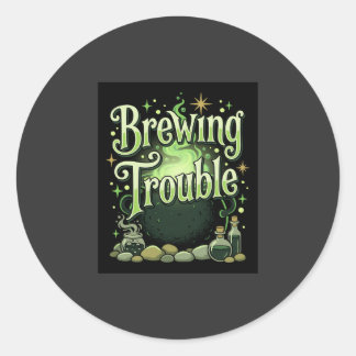 Halloween Brouwt Problemen Heks Ketel Toverdrank D Ronde Sticker