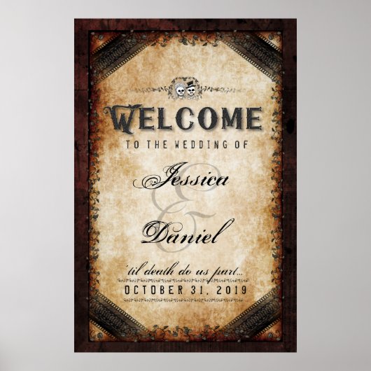 Halloween Brown Gothic 24x36 Welkom bij bruiloft Poster (Voorkant)