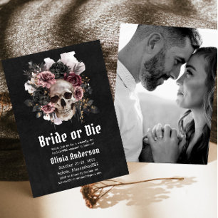 Halloween Bruid of Die Floral Skull Bachelorette Kaart