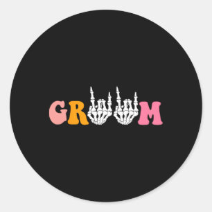 Halloween bruidegom bruid skelet hand bruiloft bac ronde sticker